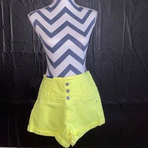 Neon Yellow High-Waisted Shorts